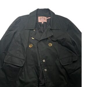Juicy‎ Couture Black Double Breasted Military Style Jacket Coat Size P